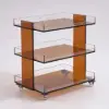 Amber Acrylic Rolling Serving Bar Cart 3-Tier on Wheels