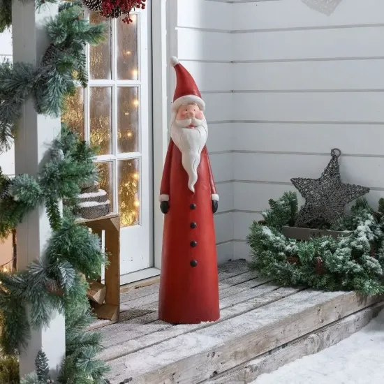 730mm Outdoor Santa Claus Statue Garden Resin Christmas Decor Standing Figurine in Red