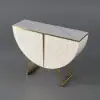 Modern Gold Console Table Sintered Stone Top Entryway Storage Cabinet with Doors – White