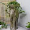 660mm Outdoor Elephant Sculpture Resin Garden Statue Planter Bird Bath Figurine in Green