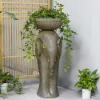660mm Outdoor Elephant Sculpture Resin Garden Statue Planter Bird Bath Figurine in Green