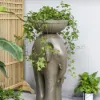 660mm Outdoor Elephant Sculpture Resin Garden Statue Planter Bird Bath Figurine in Green
