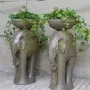 660mm Outdoor Elephant Sculpture Resin Garden Statue Planter Bird Bath Figurine in Green