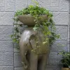660mm Outdoor Elephant Sculpture Resin Garden Statue Planter Bird Bath Figurine in Green