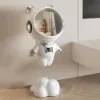 Astronaut Resin Figurine Gold Floating Side Table with Storage – White