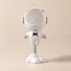 Astronaut Resin Figurine Gold Floating Side Table with Storage – White