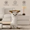 Modern 381 mm White Cat Resin End Table with Gold Tray Top