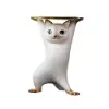 Modern 381 mm White Cat Resin End Table with Gold Tray Top
