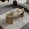 110 cm Japandi Oval Travertine Stone Top Coffee Table