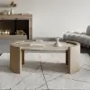 110 cm Japandi Oval Travertine Stone Top Coffee Table