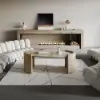 110 cm Japandi Oval Travertine Stone Top Coffee Table