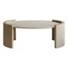 110 cm Japandi Oval Travertine Stone Top Coffee Table