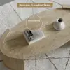 110 cm Japandi Oval Travertine Stone Top Coffee Table
