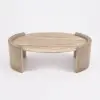 110 cm Japandi Oval Travertine Stone Top Coffee Table