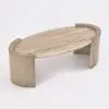 110 cm Japandi Oval Travertine Stone Top Coffee Table