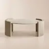 110 cm Japandi Oval Travertine Stone Top Coffee Table
