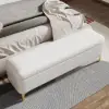 Modern White PU Leather Bedroom Flip Top Storage Bench with Gold Stainless Steel Legs