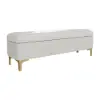 Modern White PU Leather Bedroom Flip Top Storage Bench with Gold Stainless Steel Legs