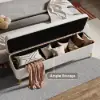 Modern White PU Leather Bedroom Flip Top Storage Bench with Gold Stainless Steel Legs