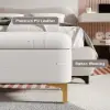 Modern White PU Leather Bedroom Flip Top Storage Bench with Gold Stainless Steel Legs