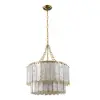 Coastal 5-Light Capiz Shell 2 Tiered Faceted Chandelier Pendant Light in Gold & White