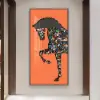 1000mm Rectangle Horse Building Blocks Wall Art Decor with Aluminum Frame Living Room