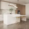 Modern 205 - 270 cm Extendable Marble Pattern Kitchen Island with Doors & Drawers, White – Lsland Doorsdrawers Top