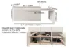 Modern 205 - 270 cm Extendable Marble Pattern Kitchen Island with Doors & Drawers, White – Lsland Doorsdrawers Top