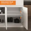 Modern 205 - 270 cm Extendable Marble Pattern Kitchen Island with Doors & Drawers, White – Lsland Doorsdrawers Top