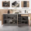 Japandi 183 cm Grey Kitchen Island with Storage & LED Lighting