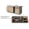 Japandi 183 cm Grey Kitchen Island with Storage & LED Lighting