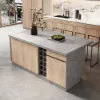Japandi 183 cm Grey Kitchen Island with Storage & LED Lighting