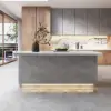 Japandi 183 cm Grey Kitchen Island with Storage & LED Lighting