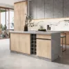 Japandi 183 cm Grey Kitchen Island with Storage & LED Lighting