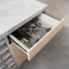 Japandi 183 cm Grey Kitchen Island with Storage & LED Lighting