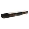 200 - 280 cm Extendable TV Stand with LED Light, Tempered Glass Door Cabinets & Drawer – Sintered Stone
