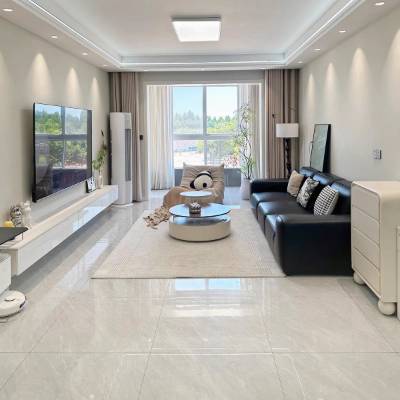 Grey Full Body Marble Look Porcelain Floor Tile 800x800mm, Anti-Slip