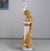 700mm Large Glam Peacock Floor Sculpture Decor Art Living Room Bedroom in White & Gold