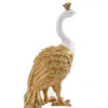 700mm Large Glam Peacock Floor Sculpture Decor Art Living Room Bedroom in White & Gold
