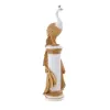 700mm Large Glam Peacock Floor Sculpture Decor Art Living Room Bedroom in White & Gold