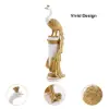 700mm Large Glam Peacock Floor Sculpture Decor Art Living Room Bedroom in White & Gold