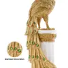 700mm Large Glam Peacock Floor Sculpture Decor Art Living Room Bedroom in White & Gold