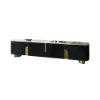Artis 200 cm TV Stand with Sintered Stone Top, Storage & Gold Legs – Artus Black Doors