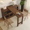 Farmhouse 119 cm Walnut Wood Sideboard with Extendable Top & Cabinets