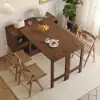 Farmhouse 119 cm Walnut Wood Sideboard with Extendable Top & Cabinets