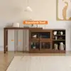 Farmhouse 119 cm Walnut Wood Sideboard with Extendable Top & Cabinets