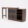 Farmhouse 119 cm Walnut Wood Sideboard with Extendable Top & Cabinets