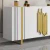 Aurea 160 cm White Wood Sideboard Buffet Cabinet with 2 Doors 2 Shelves