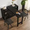 Farmhouse 119 cm Black Wood Sideboard with Extendable Top & Cabinets