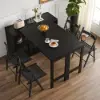 Farmhouse 119 cm Black Wood Sideboard with Extendable Top & Cabinets